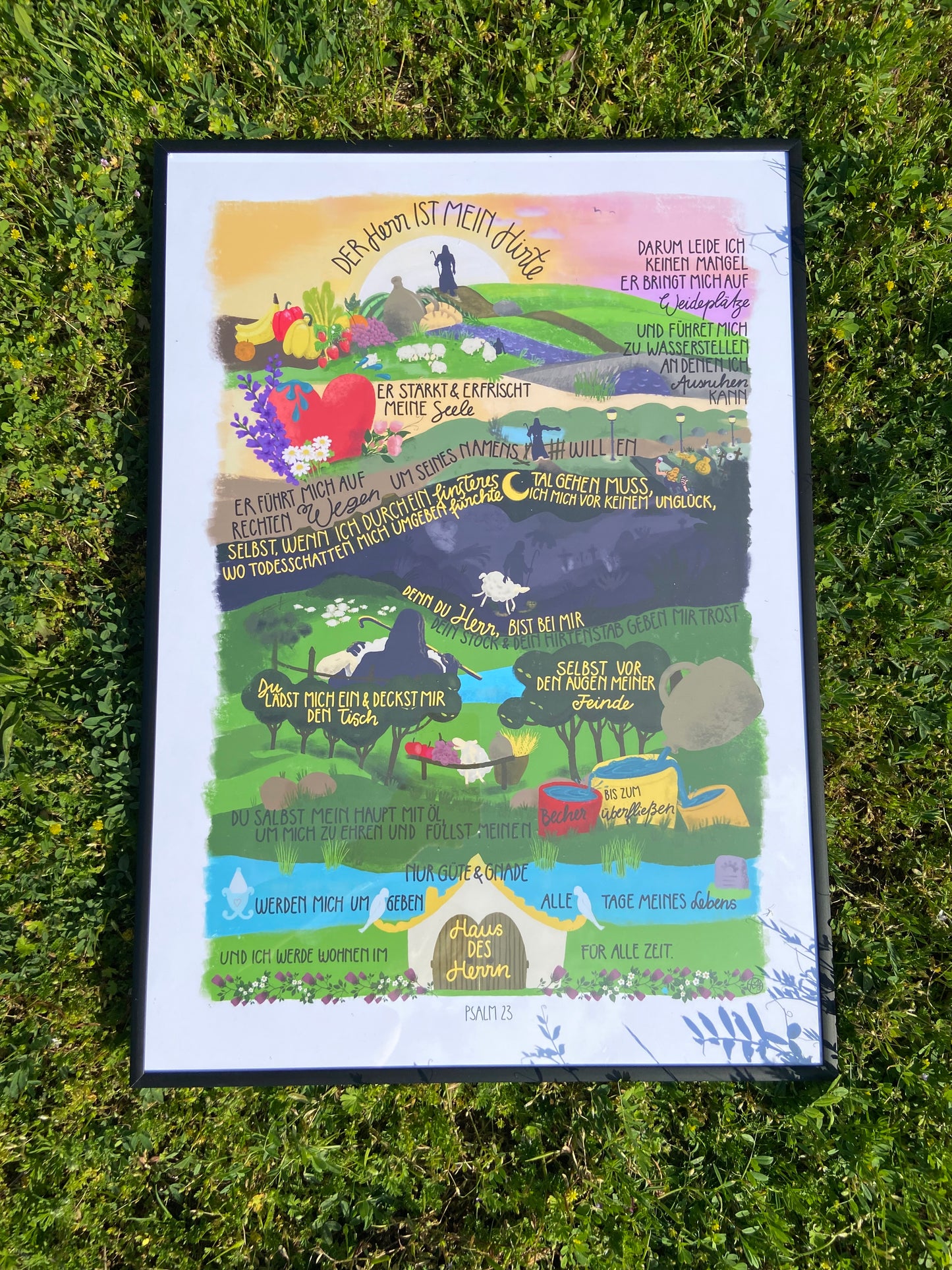 Psalm 23 - Poster mit Rahmen