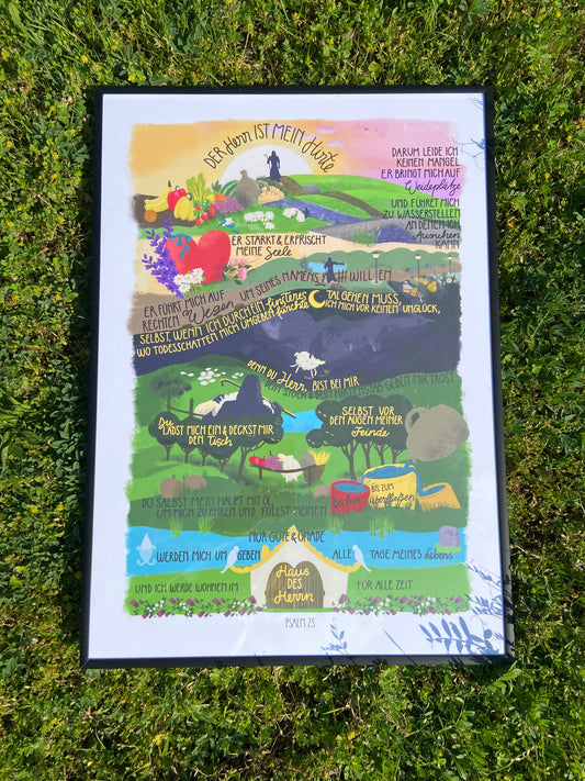 Psalm 23 - Poster mit Rahmen
