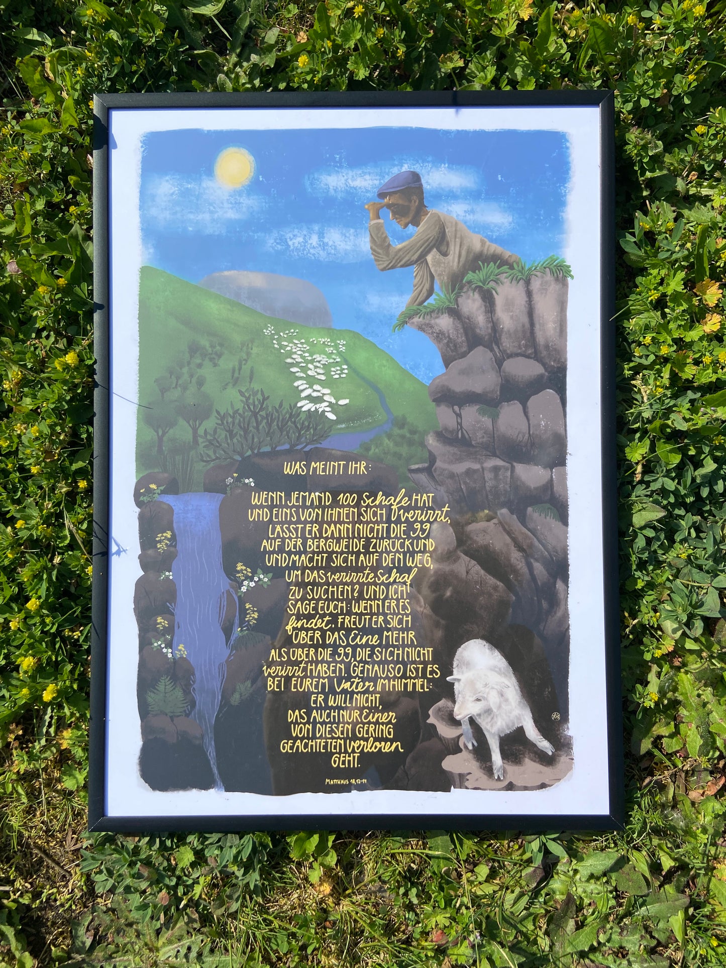 Das verirrte Schaf - Poster mit Rahmen